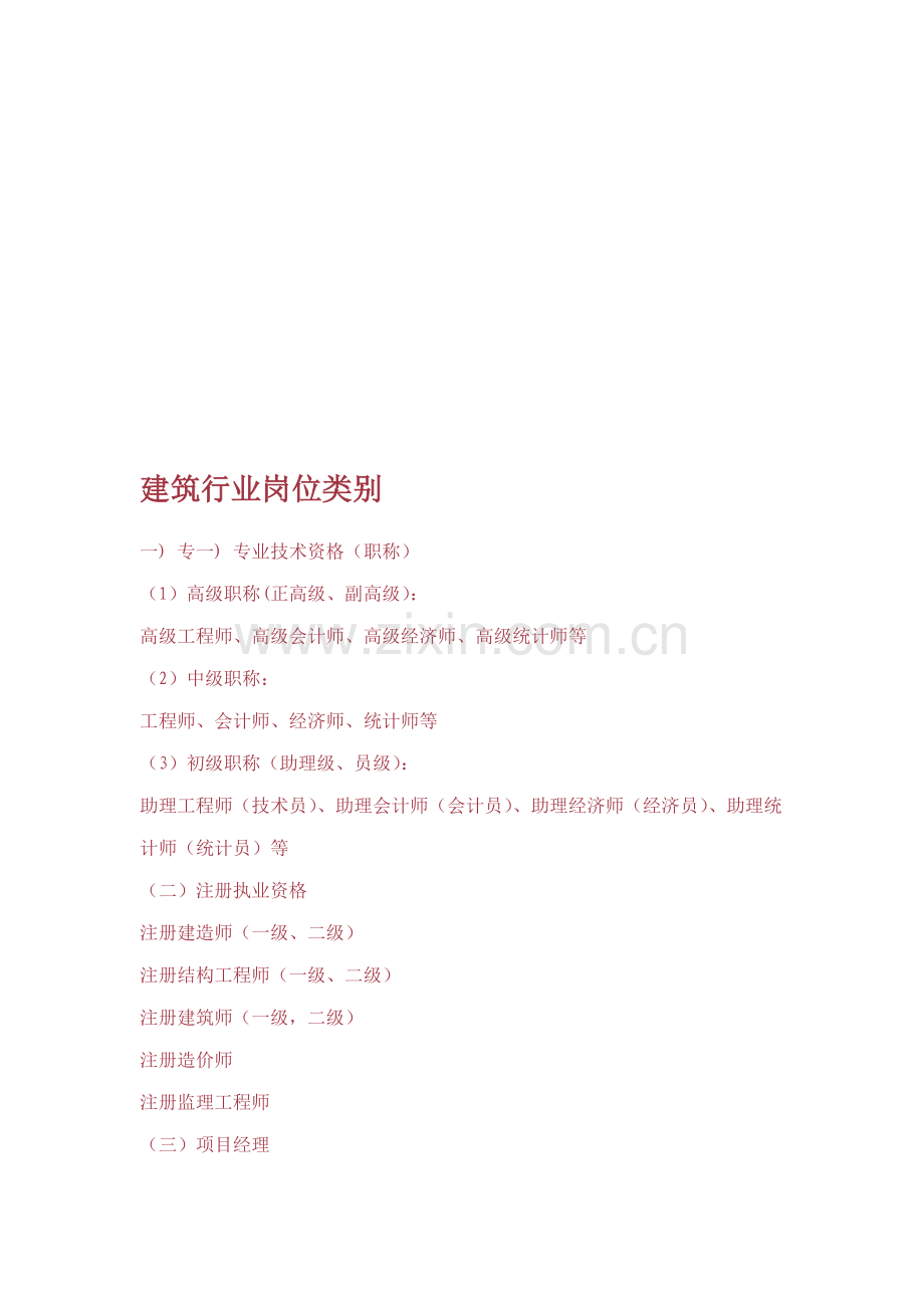 建筑行业岗位类别.doc_第1页
