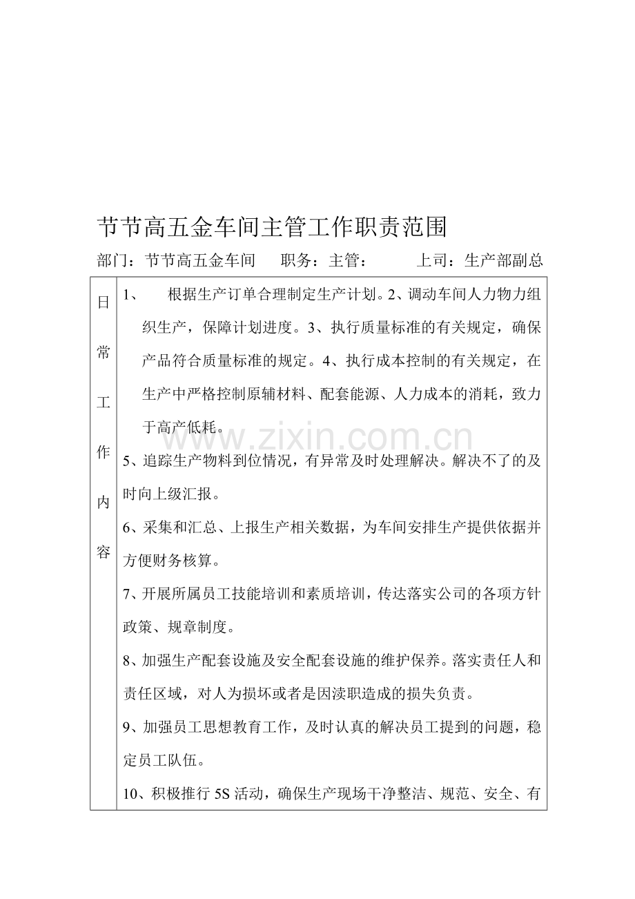五金主管工作职责.doc_第1页