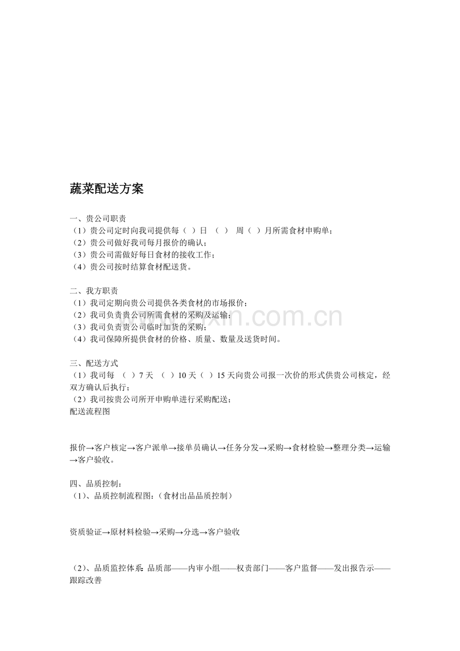 膳食公司蔬菜配送方案与种类.doc_第1页