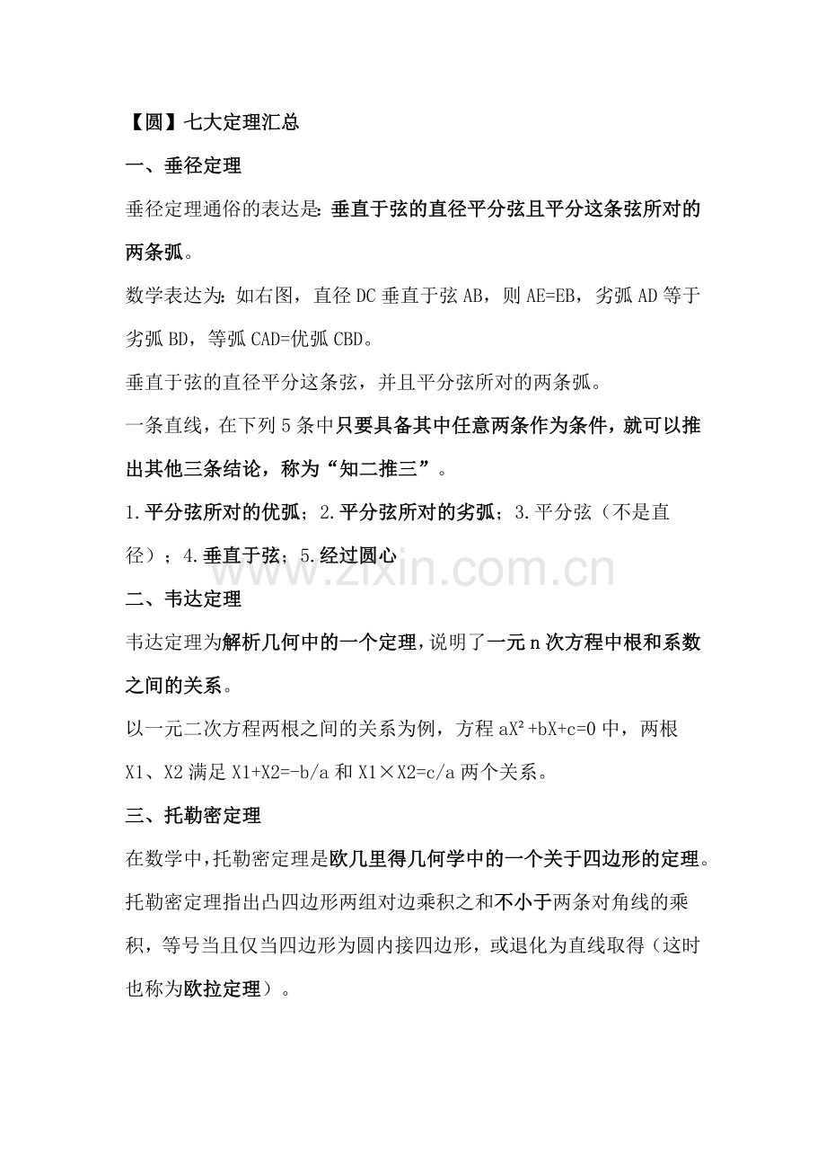 初中数学关于【圆】的七大定理.docx_第1页