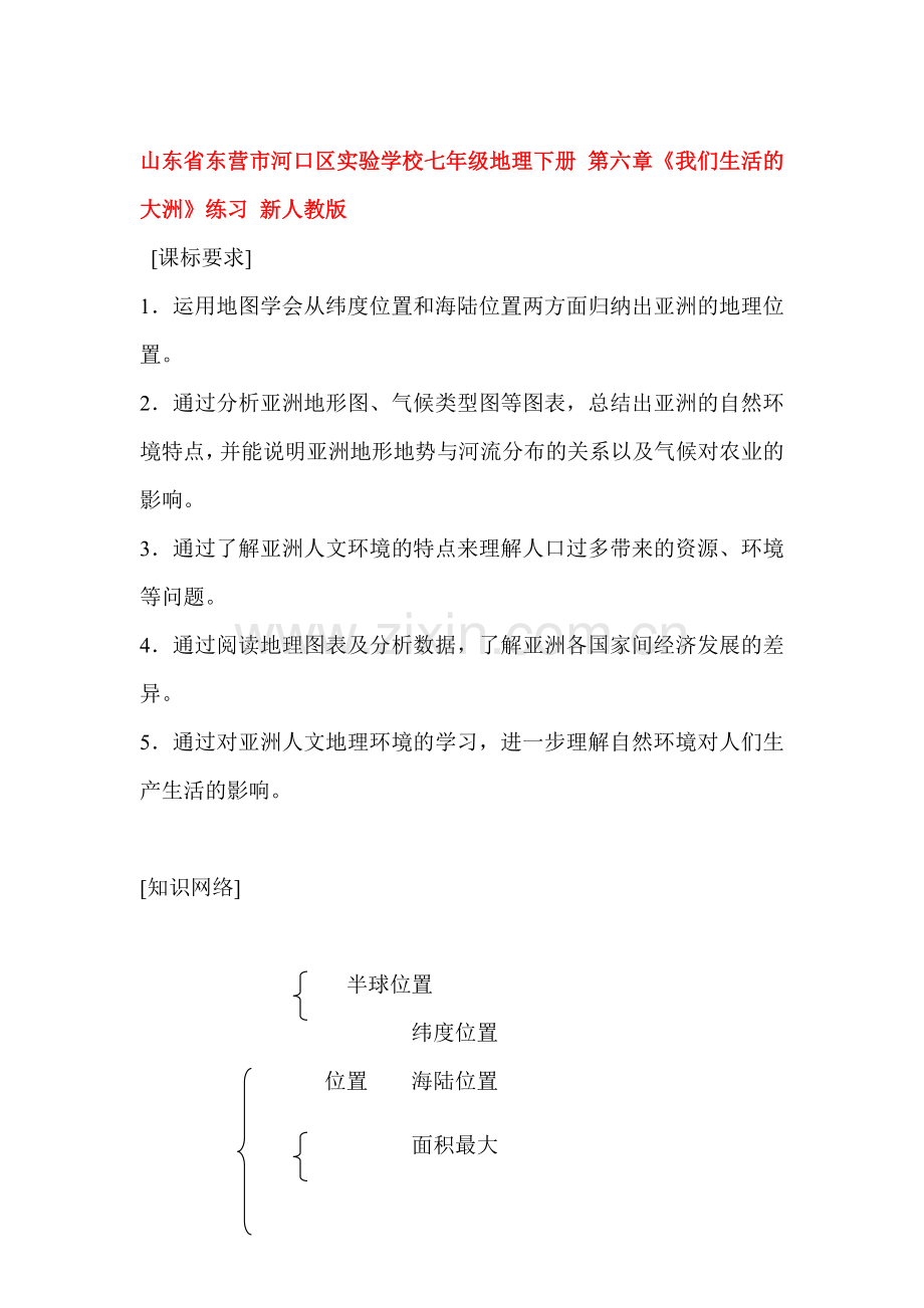 2015-2016学年七年级地理下册单元调研检测30.doc_第1页