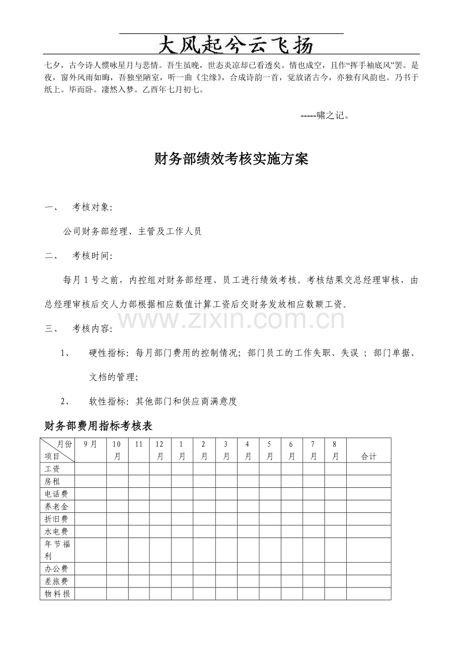 Asccuhu财务部绩效考核实施方案..doc_第1页