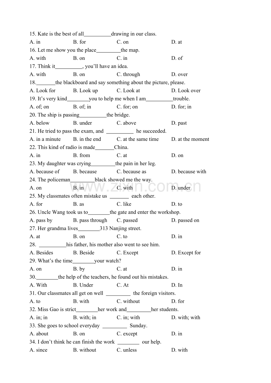 中考英语介词巩固练习[www.3edu.net].doc_第2页