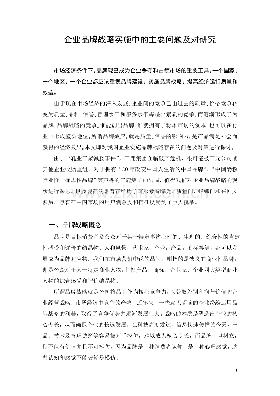 企业品牌战略实施中的主要问题及对研究.doc_第2页