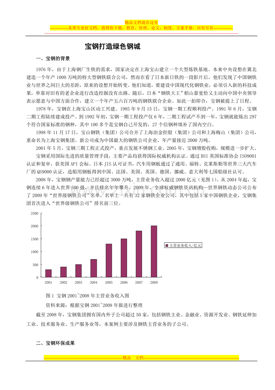 宝钢打造绿色钢城-管理哲学案例分析.doc_第1页