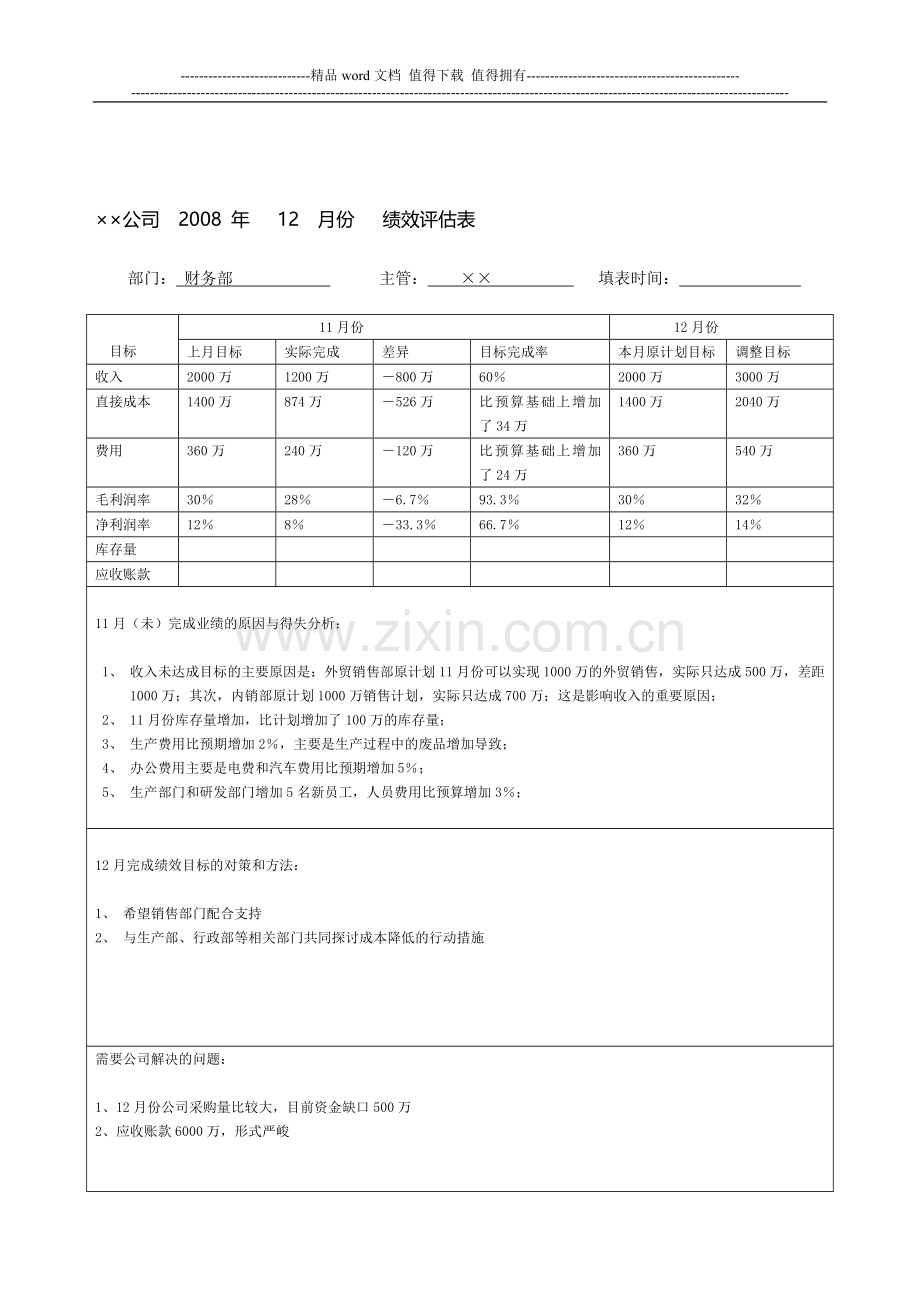 4-绩效会议-模拟绩效评估表.doc_第1页
