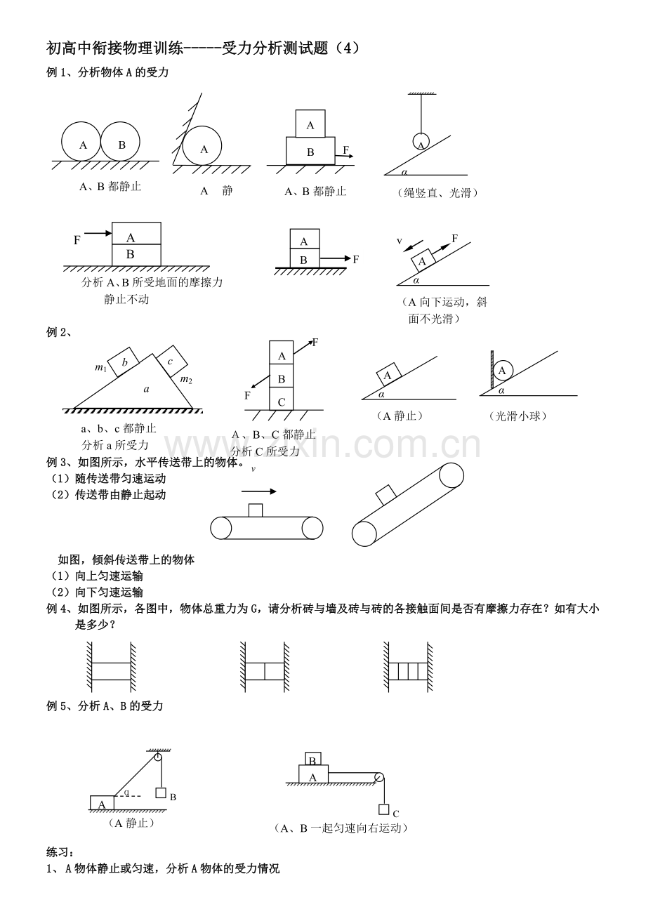 初高中衔接物理训练受力分析(4).doc_第1页