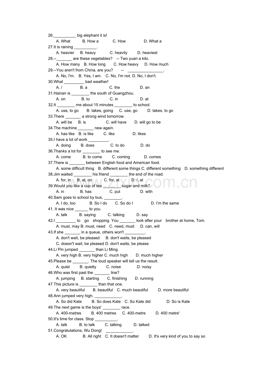 七年级英语下册选择填空检测1.doc_第2页