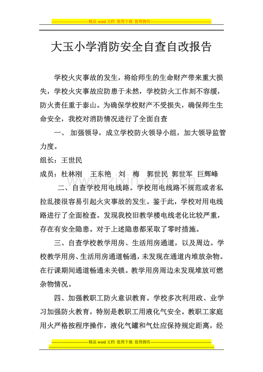 大玉小学消防安全自查报告.doc_第1页