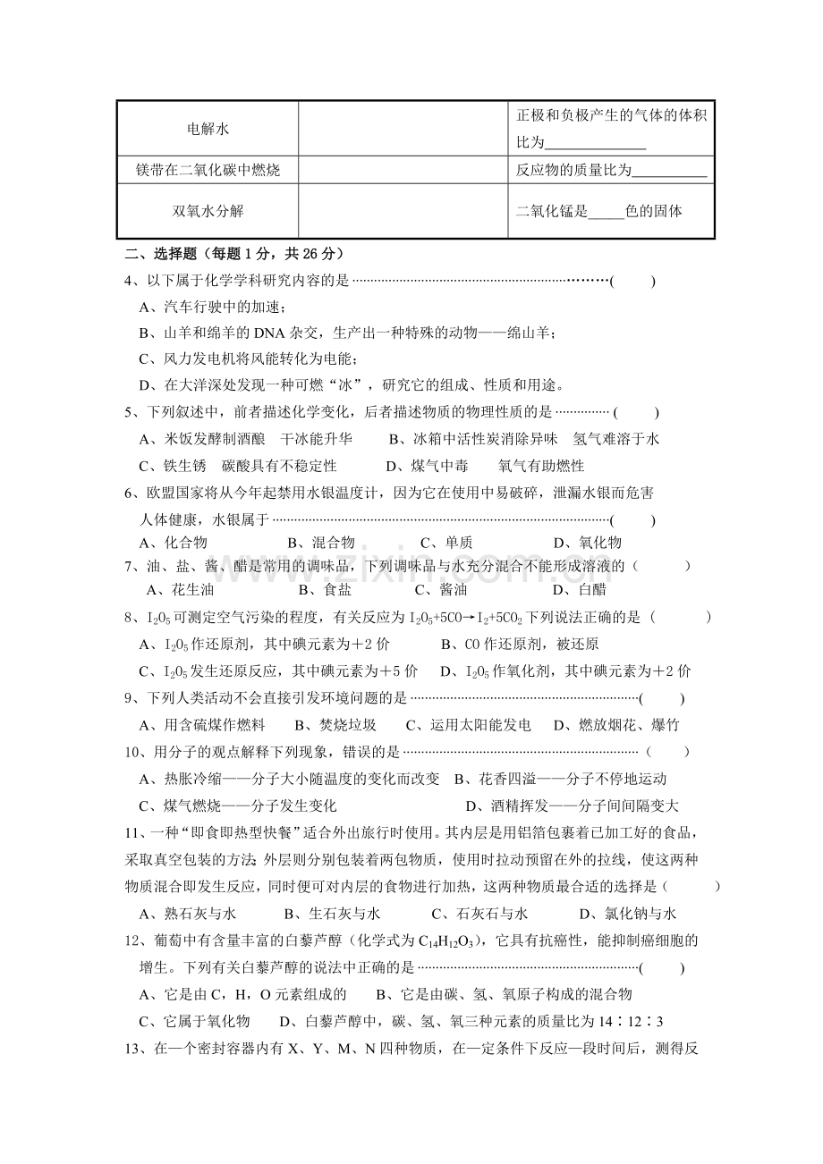 上海浦东新区05-06学年第一学期初三期末质量抽测化学(附答案).doc_第2页