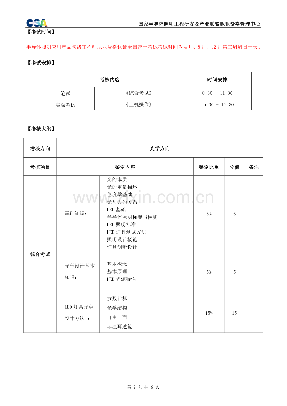 半导体照明应用产品中级工程师职业资格认证全国统一考试考核大纲..doc_第2页