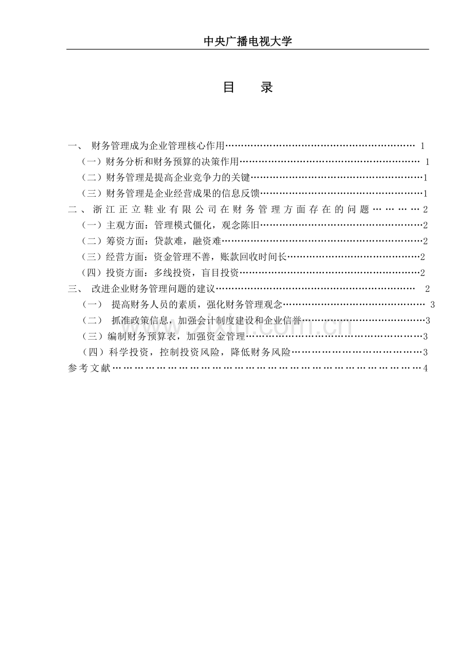 浅析正立鞋业公司的财务管理.doc_第1页