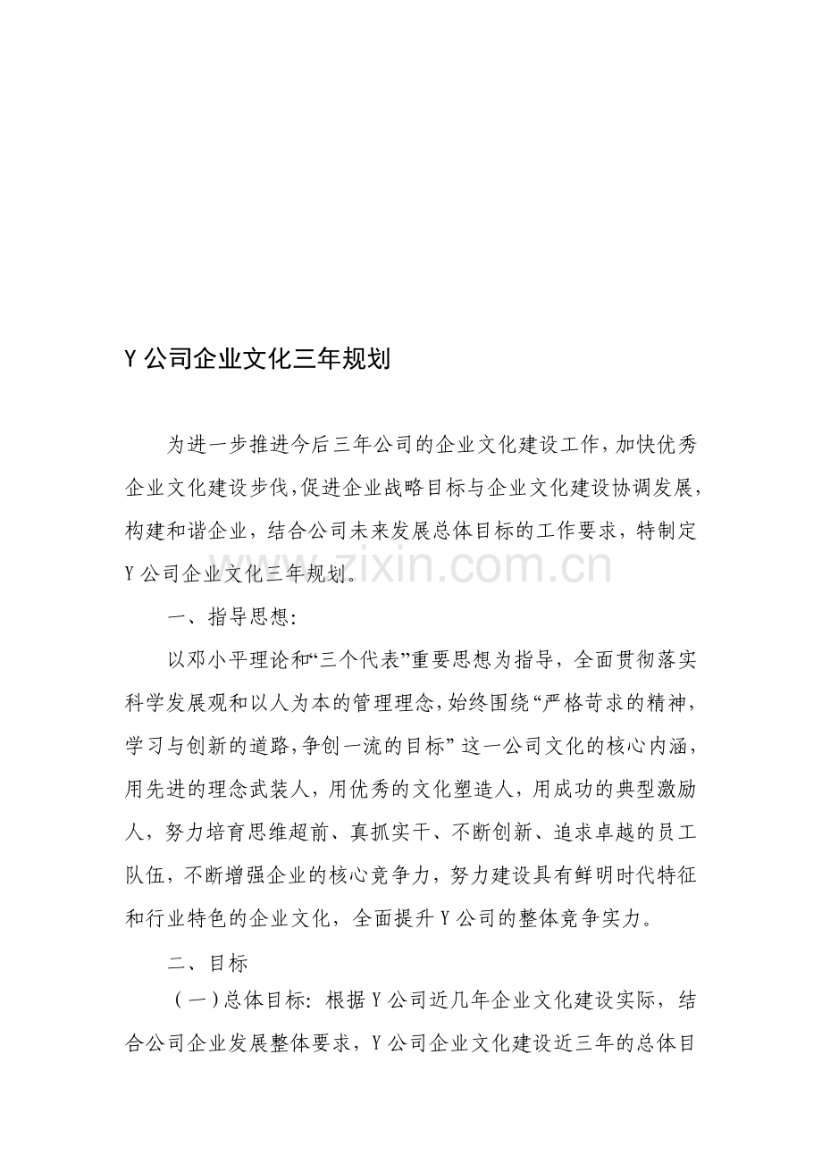 Y公司企业文化三年规划.doc_第1页