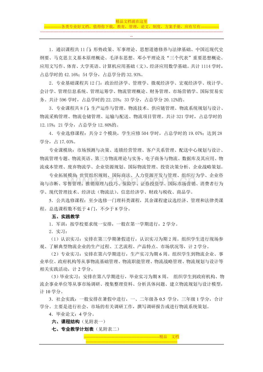 市场营销专业(物流管理方向)教学计划.doc_第2页