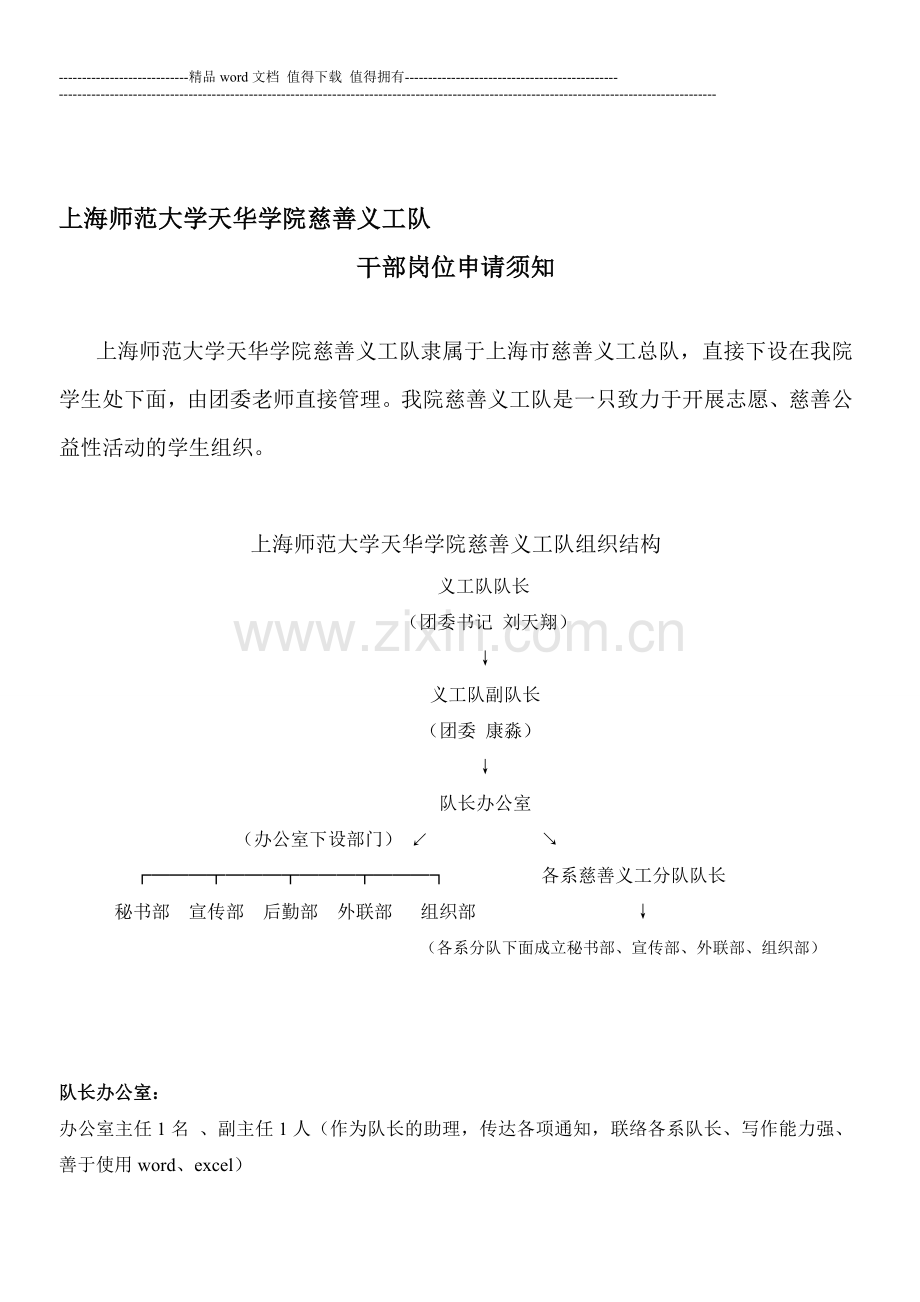 慈善义工队干部岗位申请须知新.doc_第1页