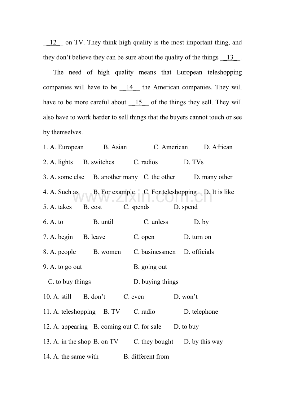 2018届中考英语完形填空复习训练18.doc_第2页