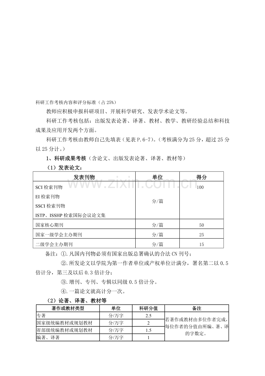 科研工作考核内容和评分标准.doc_第1页