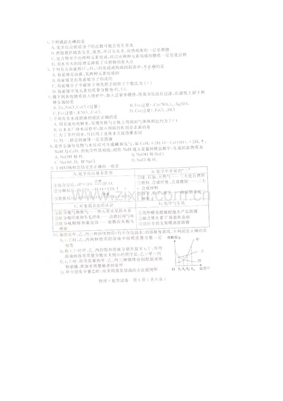 江苏省宿迁市2016年中考化学试题.doc_第2页