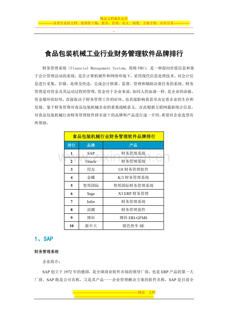 食品包装机械工业行业财务管理软件品牌排行.doc_第1页