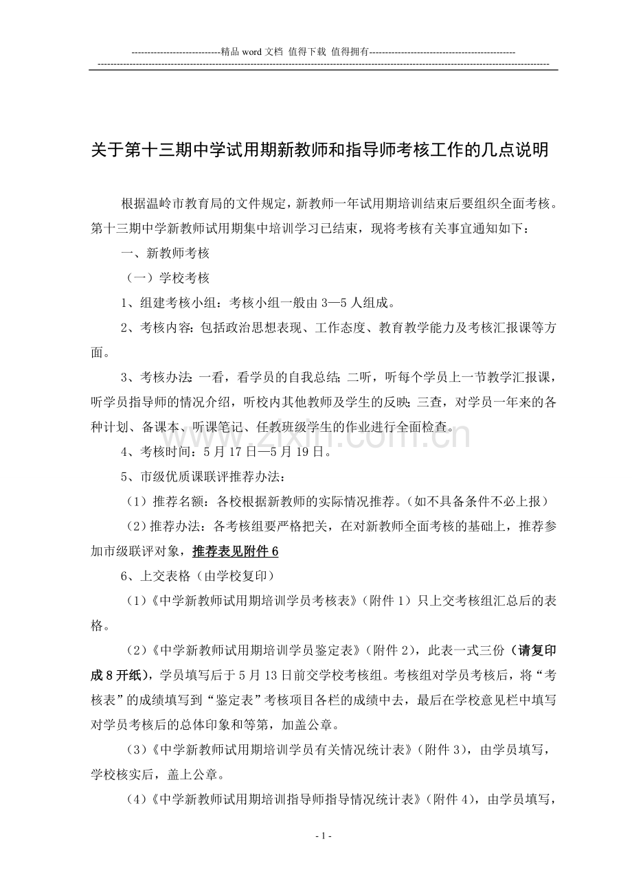 第13-期中学试用期新教师和指导师考核工作的几点说明..doc_第1页