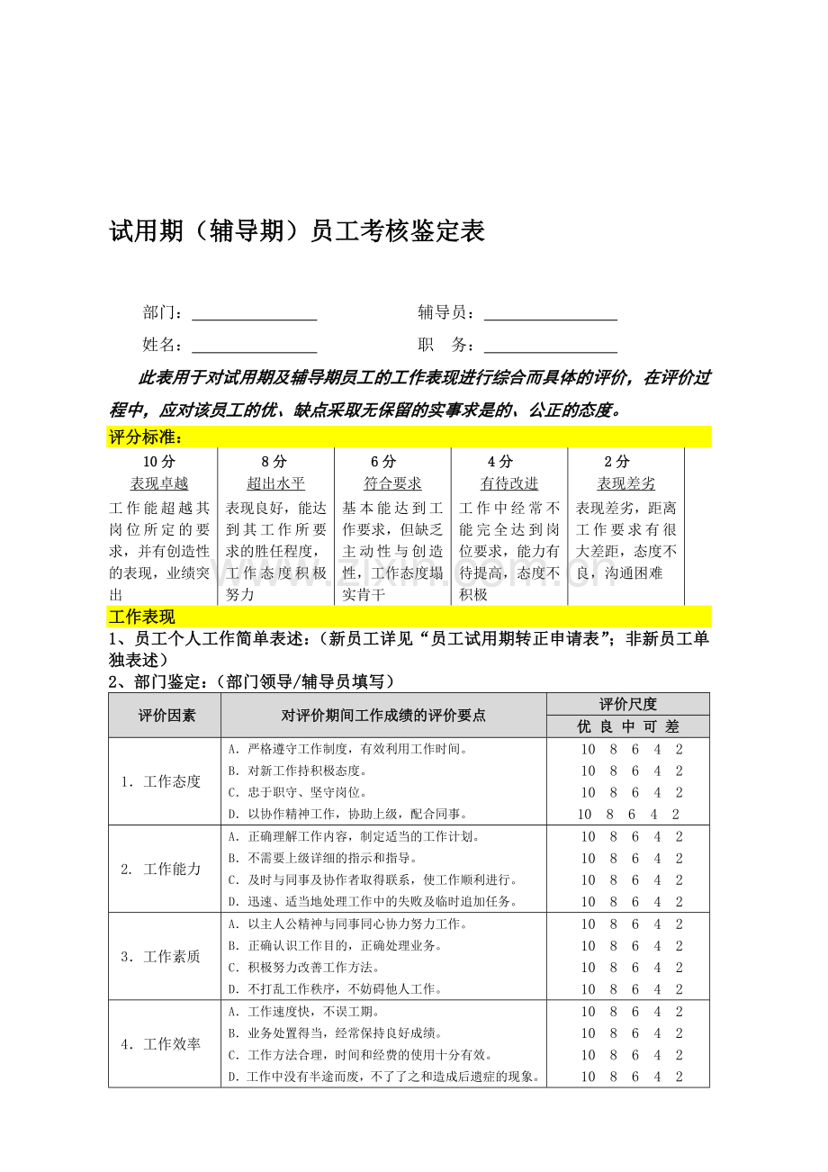 试用期员工考核鉴定表..doc_第1页