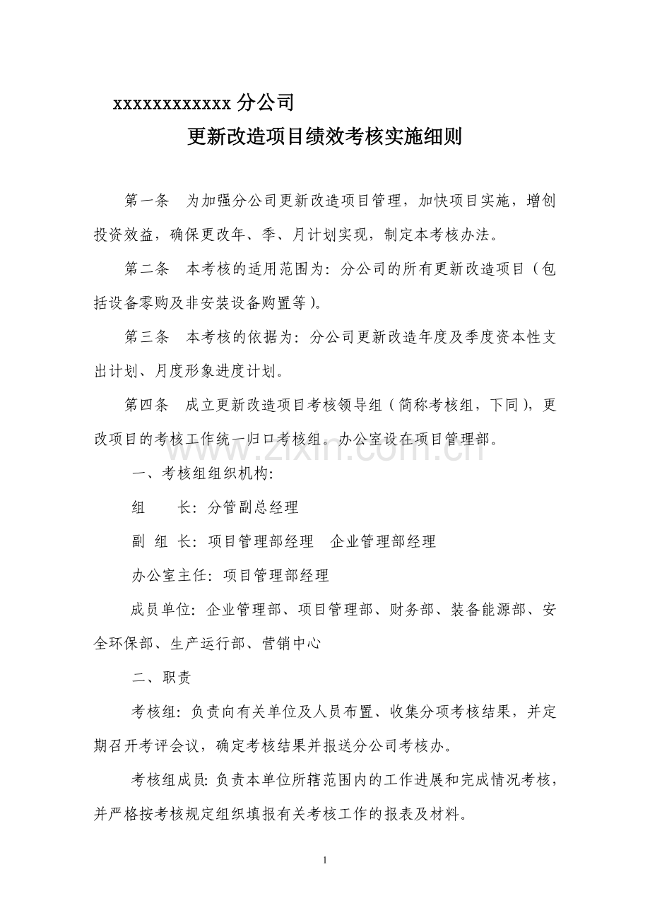技改项目投资管理考核细则.doc_第1页