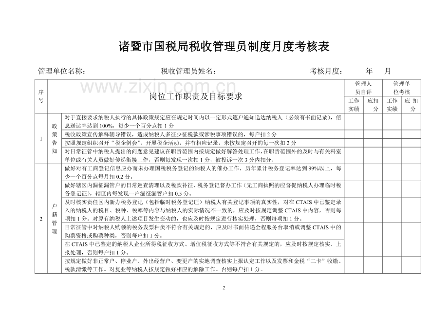 诸暨市国家税务局税收管理员制度考核办法(试行).doc_第2页