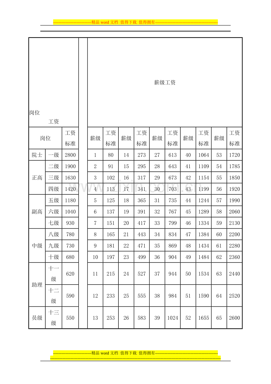 专业技术岗位工资套改表.doc_第1页