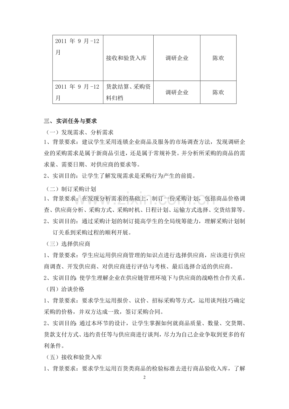 陈欢连锁企业采购管理实训方案.doc_第2页
