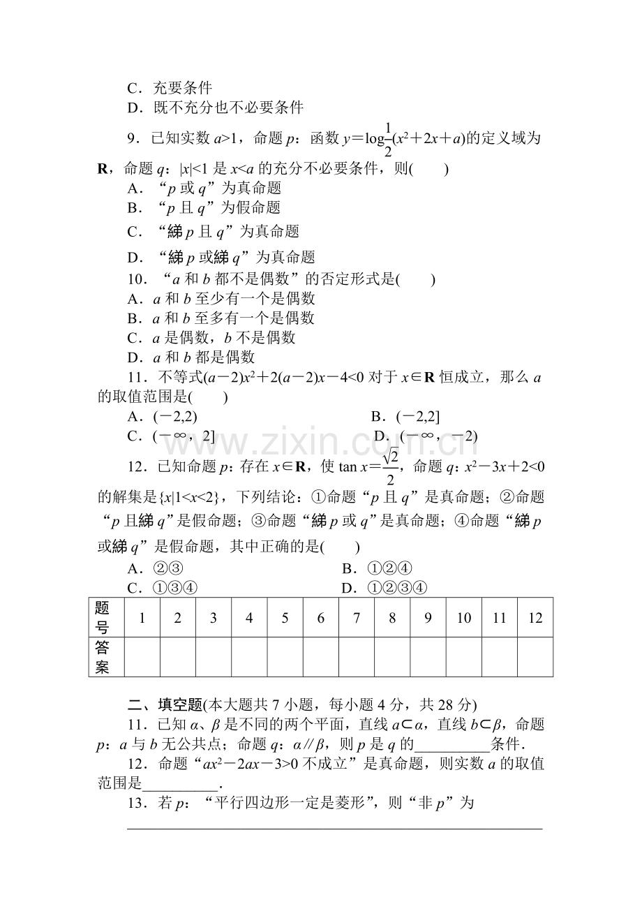 高二数学上册课时综合调研检测题23.doc_第2页