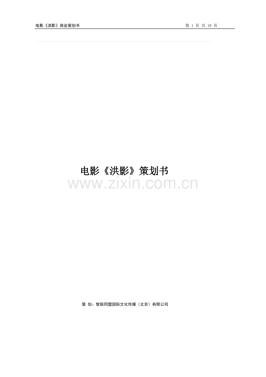 电影《洪影》商业策划书.doc_第1页