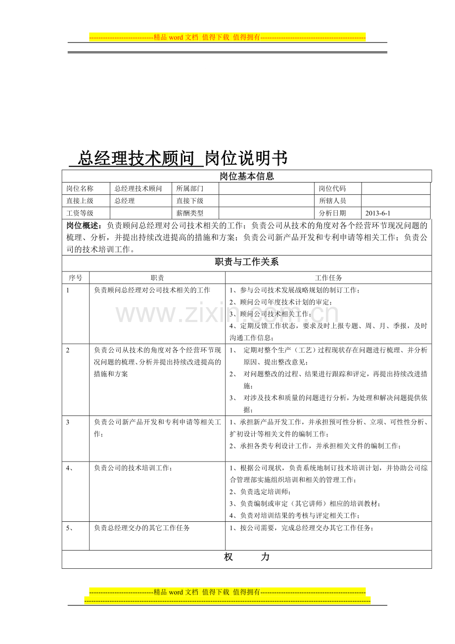 总经理技术顾问-岗位说明.doc_第1页