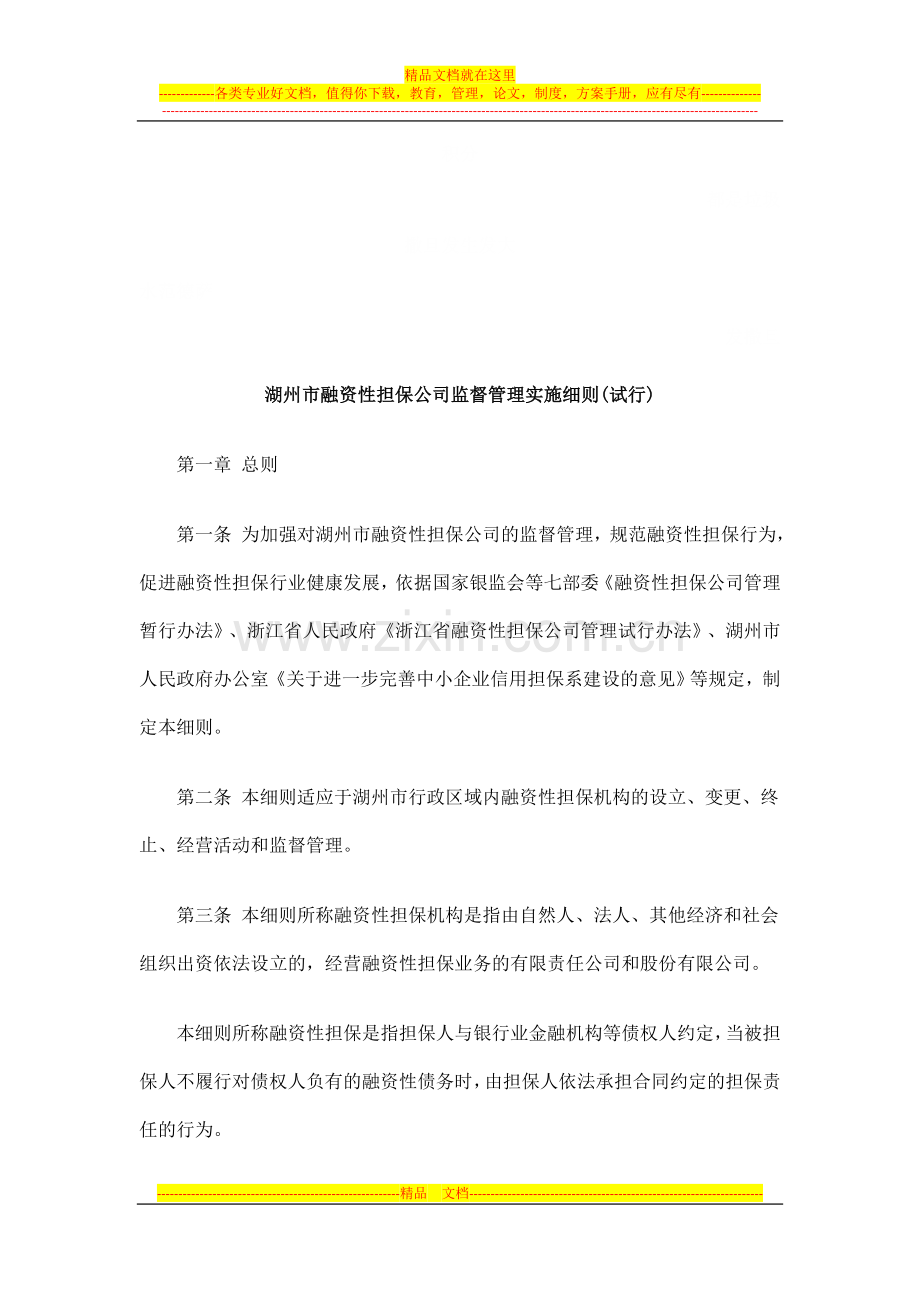 市融资性担保公司监督管理实施细则(试行)探讨与研究.doc_第1页
