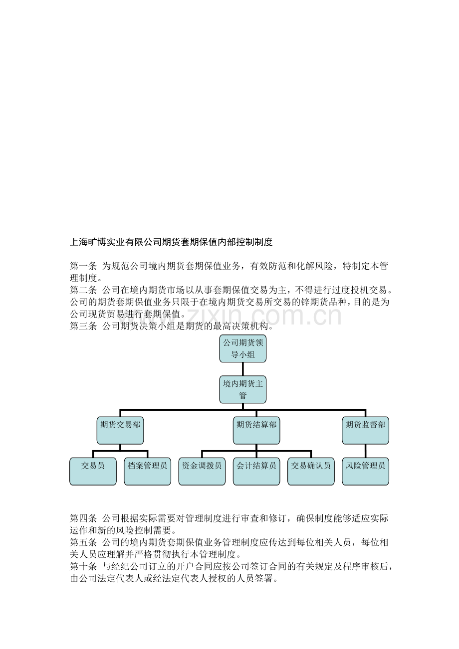 上海矿博实业有限公司套期保值内部控制制度.doc_第1页