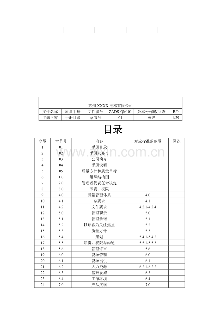 某电梯公司质量手册和程序文件-secret.doc_第2页