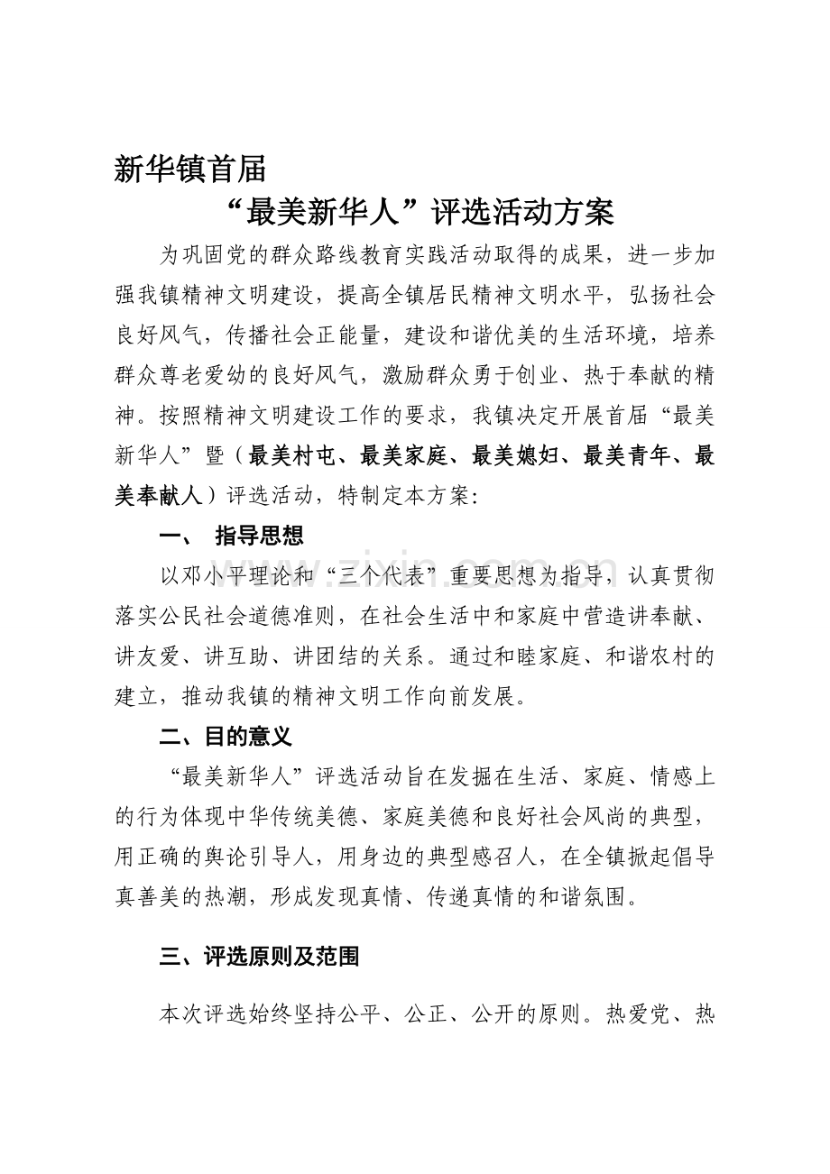 通榆县新华镇“最美新华人”评选方案.doc_第1页