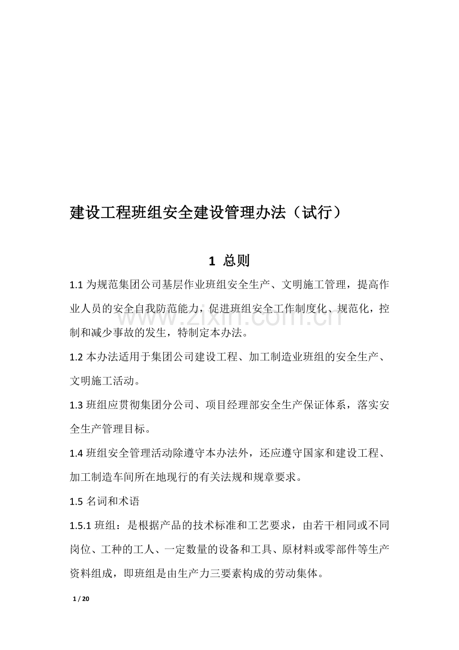 建设工程班组安全建设管理办法(试行).doc_第1页
