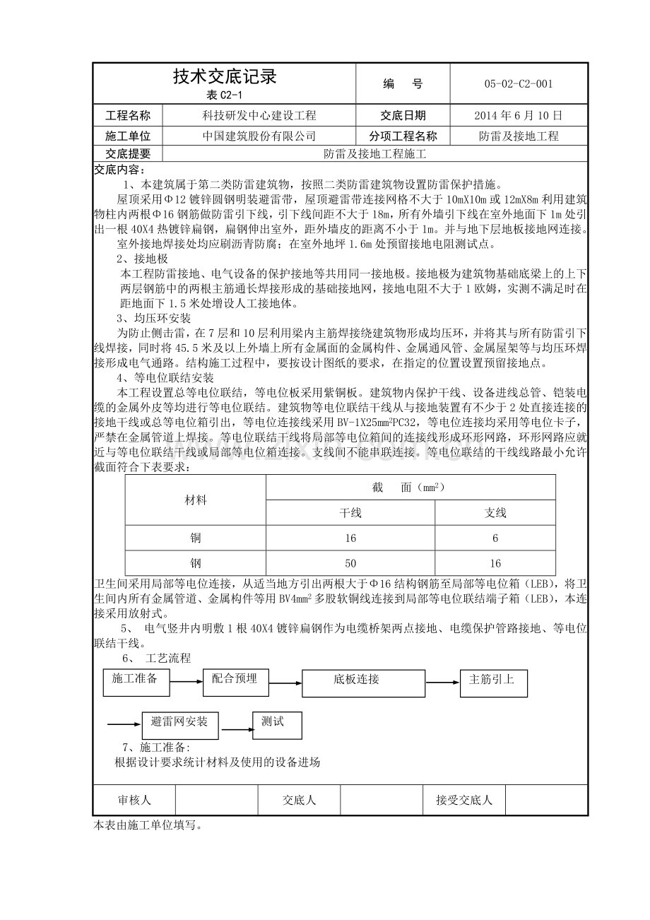 防雷及接地技术交底.doc_第1页