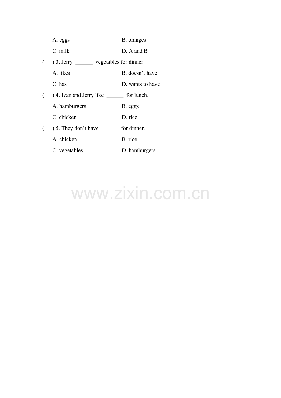 七年级英语上学期单元能力提升训练9.doc_第2页