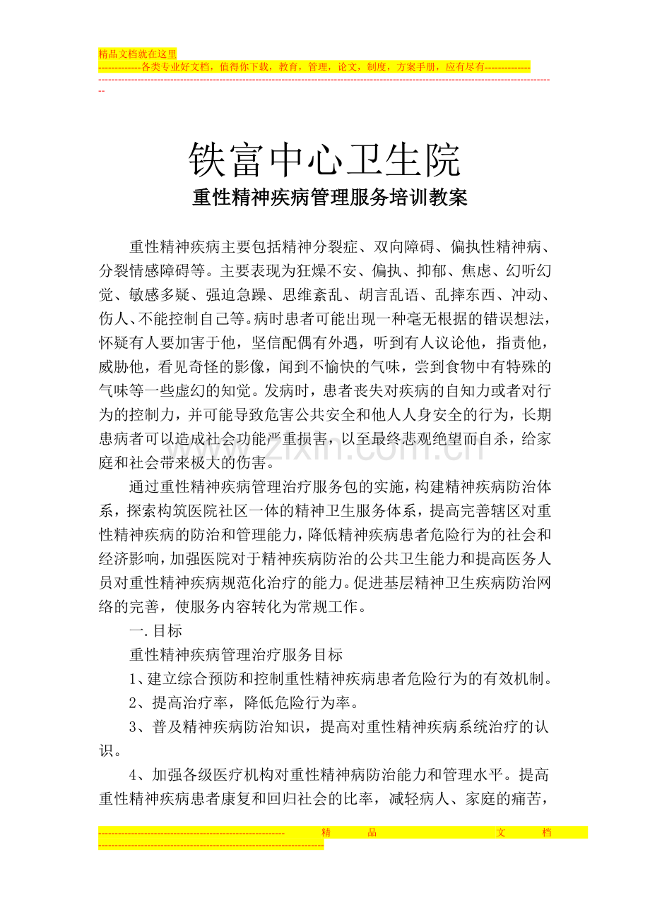 重性精神疾病管理服务培训教案.doc_第1页