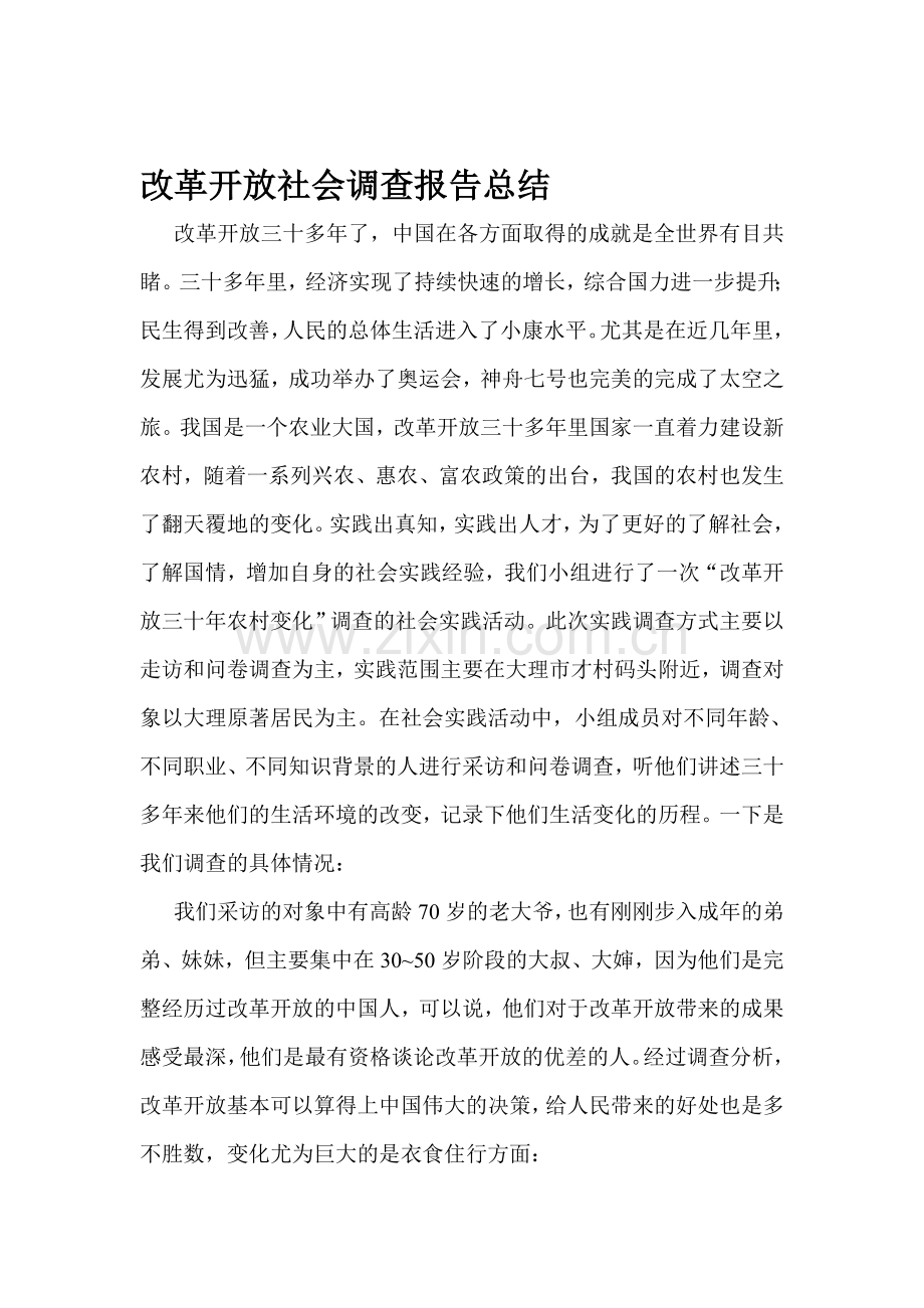 改革开放社会实践报告总结1.doc_第1页