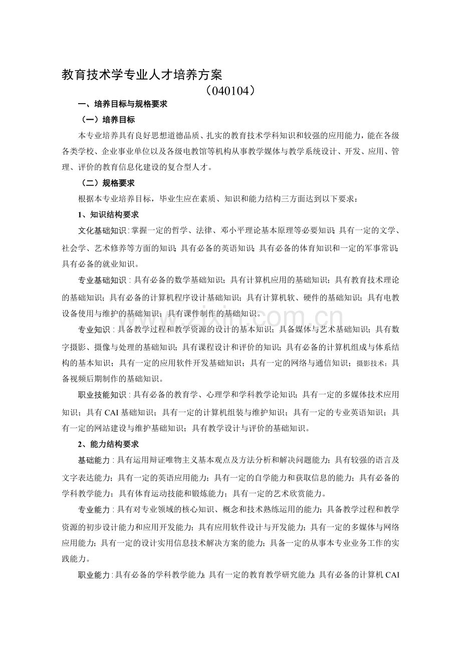 教育技术学专业人才培养方案.doc_第1页