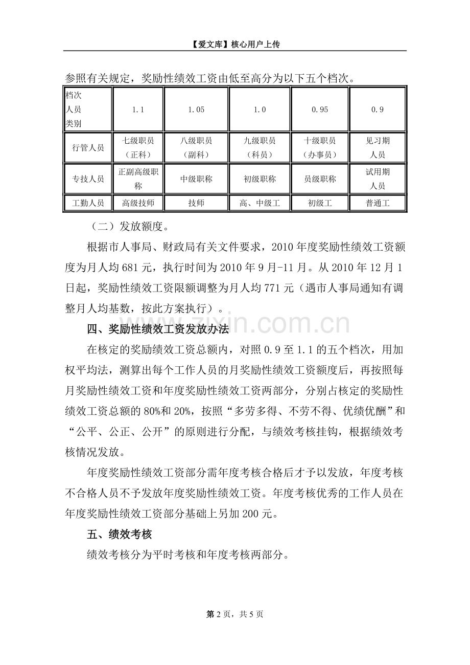 事业单位奖励性绩效工资分配方案.doc_第2页