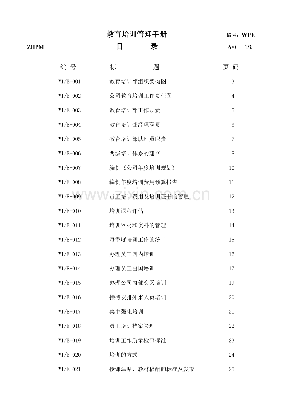 物业公司教育培训管理手册.doc_第1页