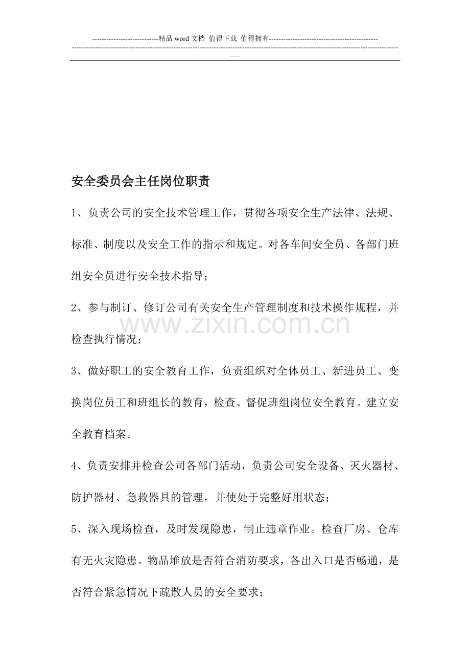 安全委员会主任岗位职责.doc_第1页
