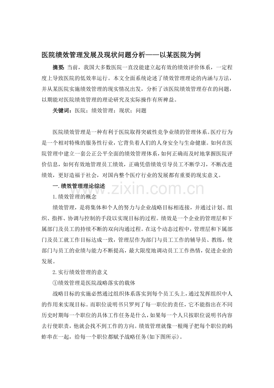 医院绩效管理发展及现状问题分析.doc_第1页
