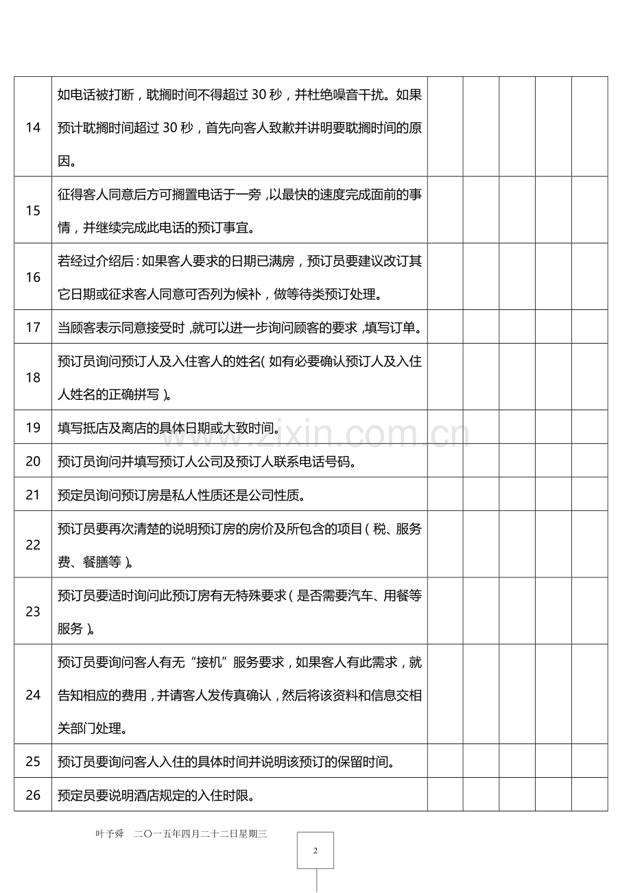 酒店管理人资--酒店质检——总台接待服务标准2015.docx_第2页