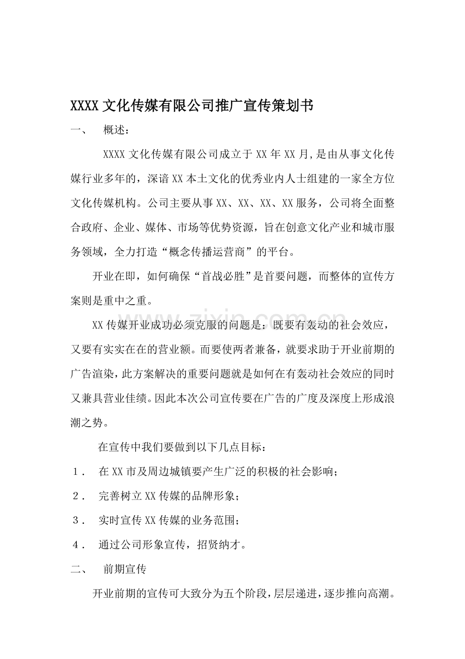传媒公司前期宣传推广方案书.doc_第1页