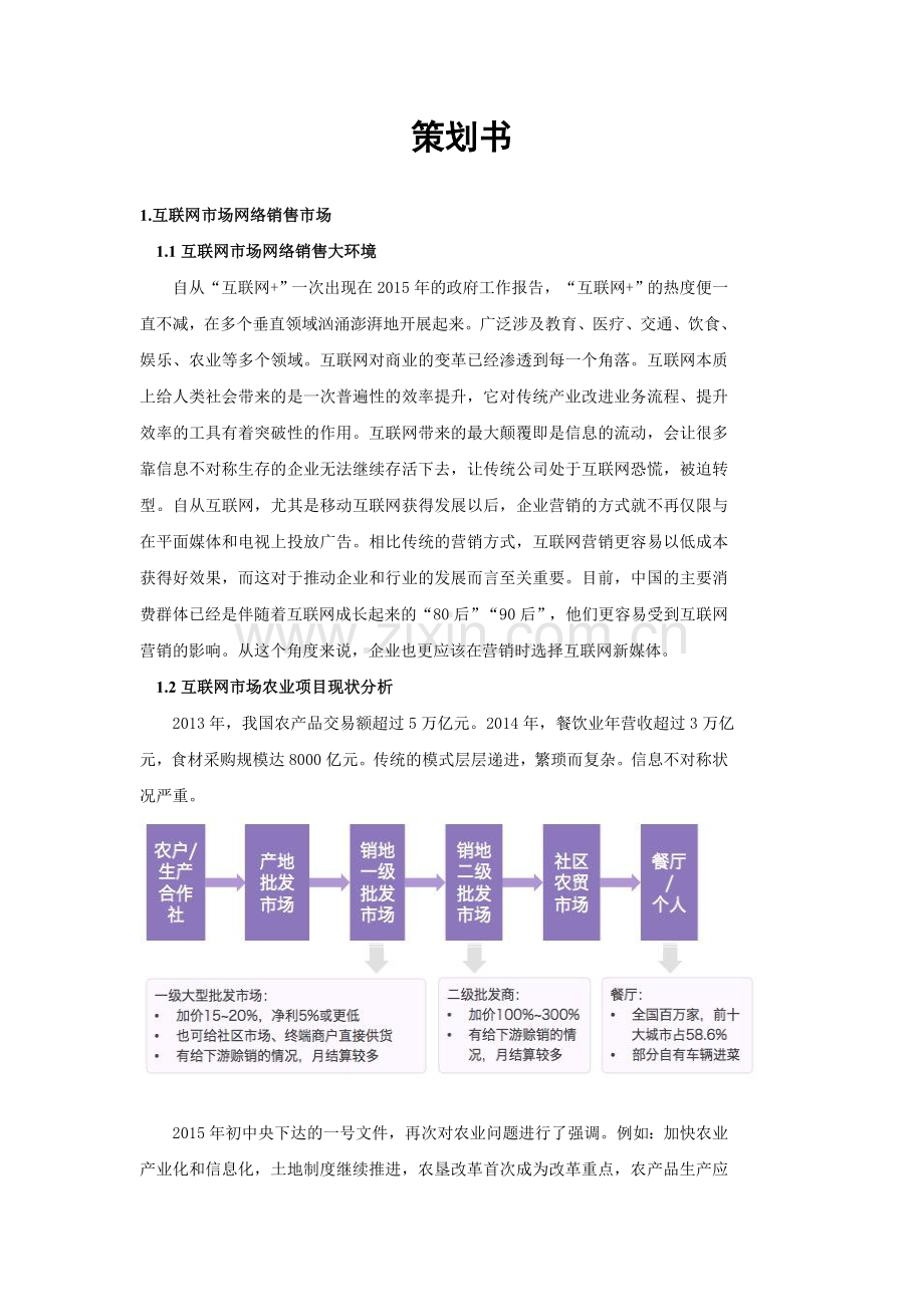互联网-农业营销策划书-销售营销-经管营销-专业资料.doc_第1页