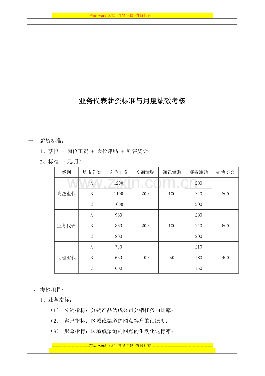 销售业代绩效考核070401.doc_第1页